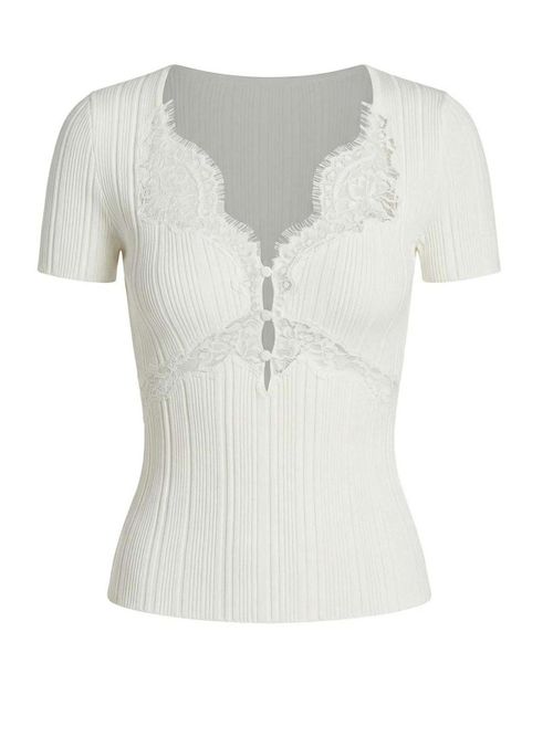 Lace trim knit top