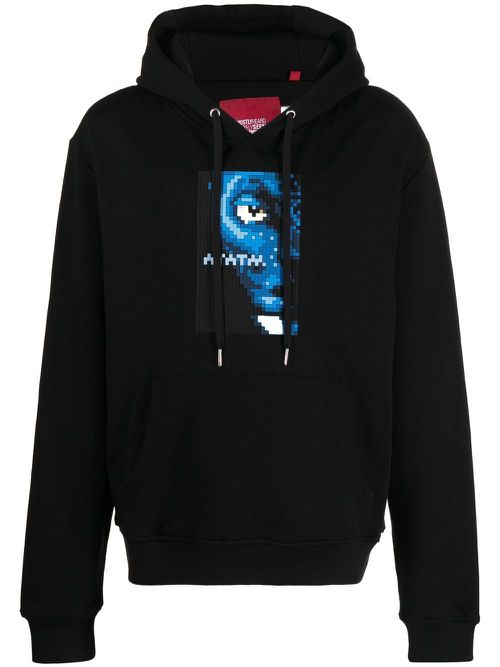 Graphic-print pullover hoodie - Black