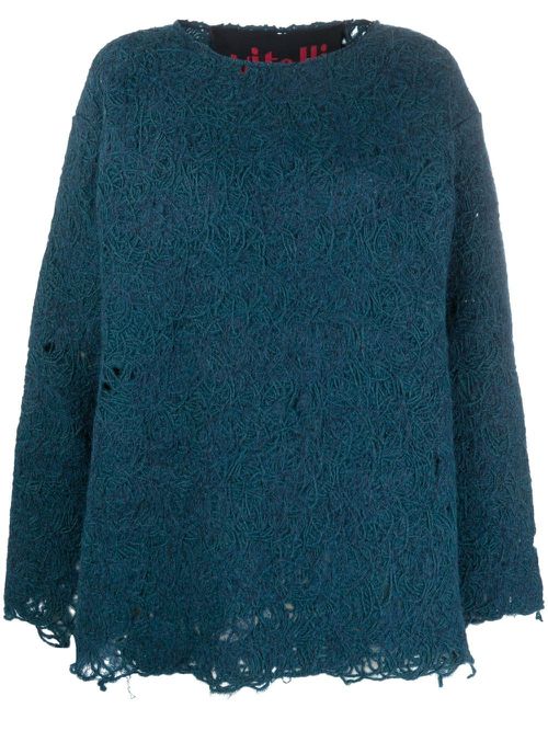 Distressed-effect knit jumper - Blue