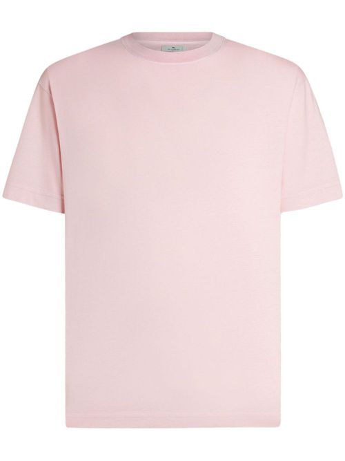 Logo-embroidered cotton T-shirt - Pink