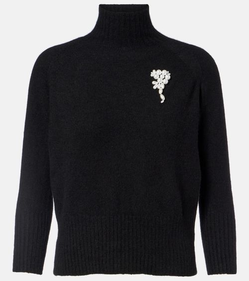 Embellished cashmere turtleneck sweater