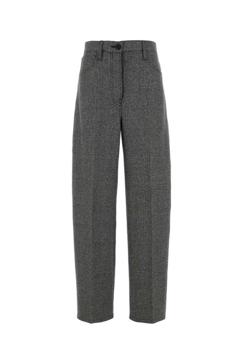 Embroidered Glencheck Trousers — Gray