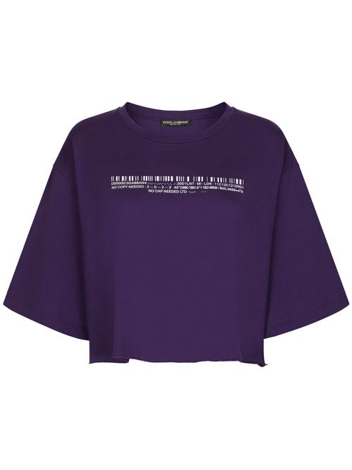 Text-print cotton T-shirt - Purple