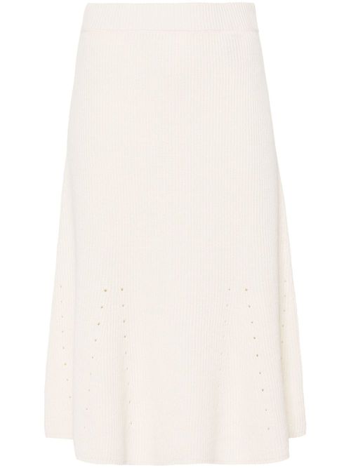 Ribbed linen-blend skirt - Neutrals