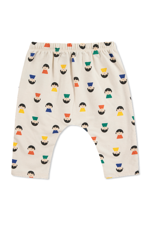 Trousers With Colourful Print, Unisex, Cream