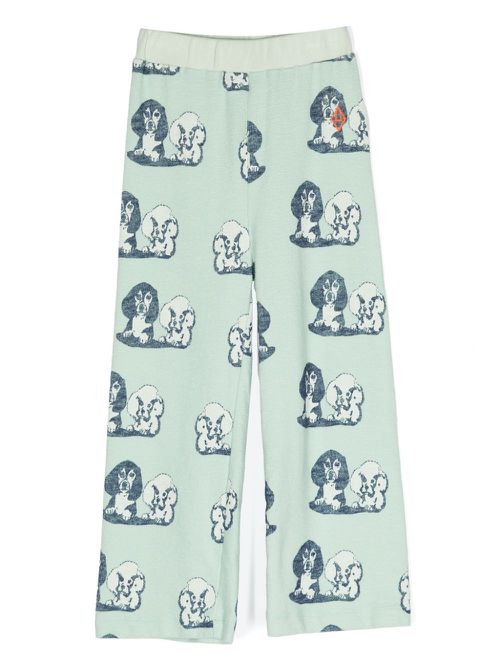 Dogs-print straight trousers - Green