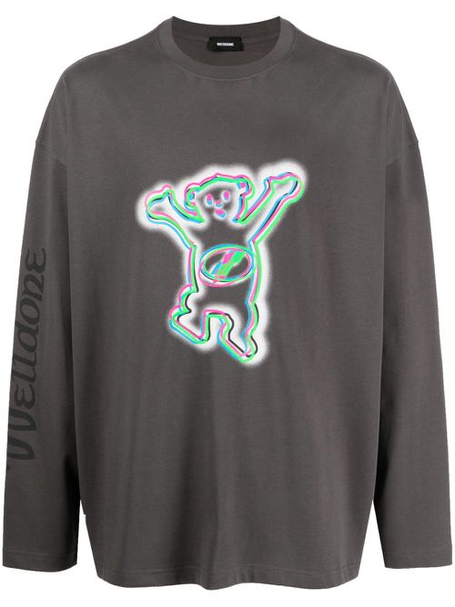 Cartoon-print cotton T-shirt - Grey
