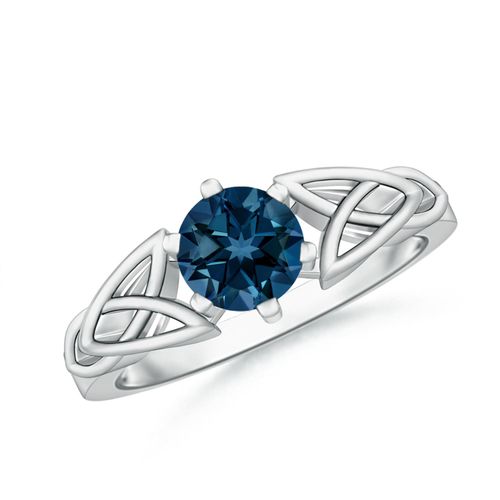Angara 0.95 Carat Solitaire Round London Blue Topaz Celtic Knot Ring in Silver