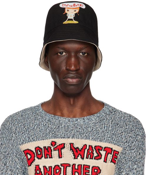 Black Stop the Bomb Sinister Child Bucket Hat