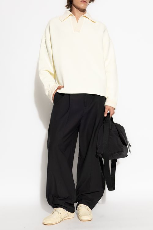 Sweatshirt With Collar, Men's, Cream