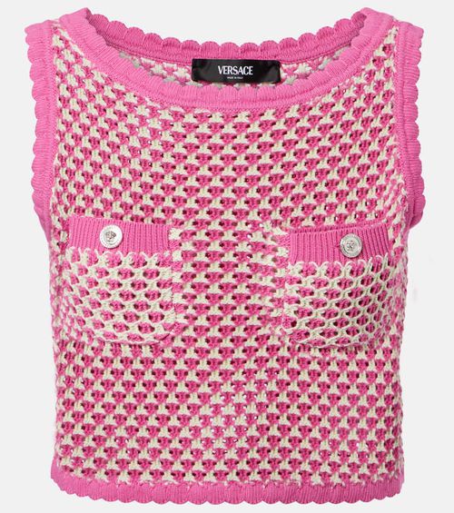 Crochet cotton-blend crop top