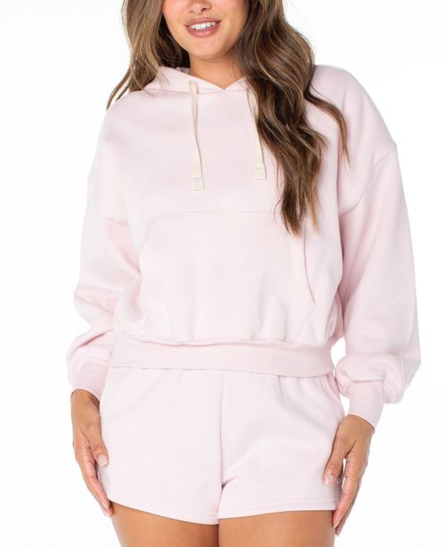 Women's Heart Embroidery Hooded Sweatshirt - Pale Lilac