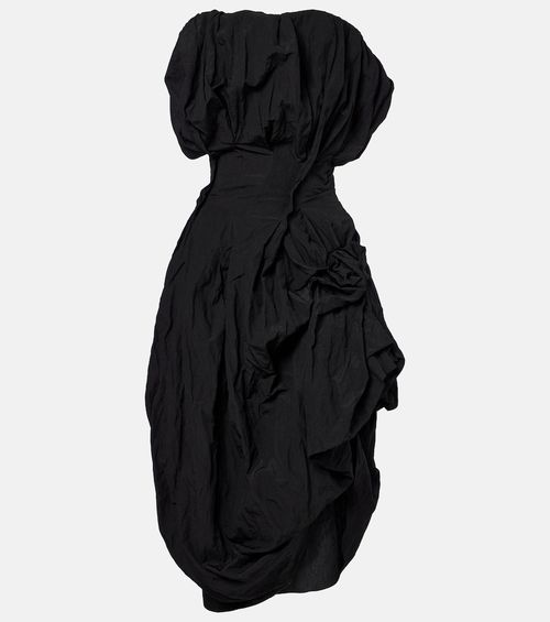 Draped cotton-blend cocktail dress