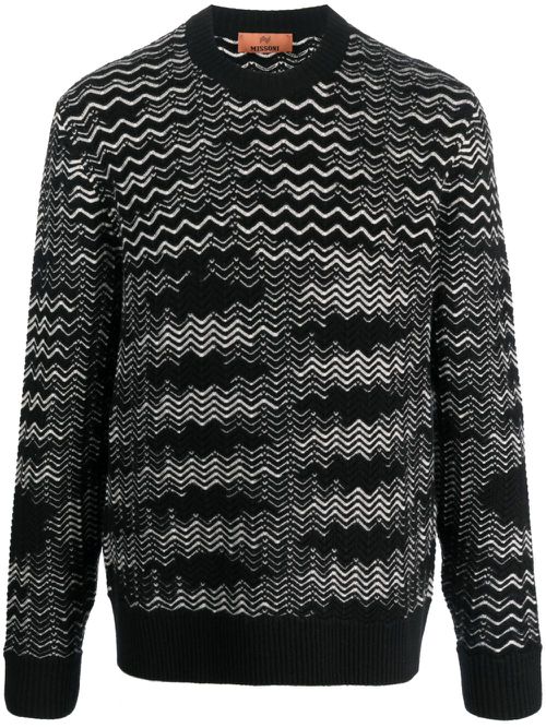 Zig zag-pattern jumper - Black
