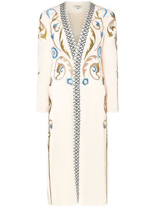 Alessia embroidered coat - Neutrals