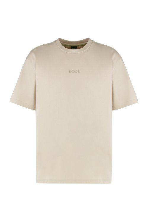 Crew Neck Cotton T-Shirt — Beige