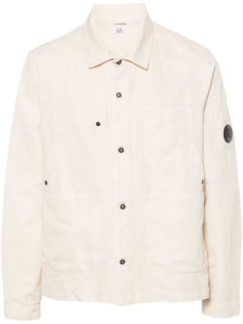 Lens-detail long-sleeve shirt - Neutrals
