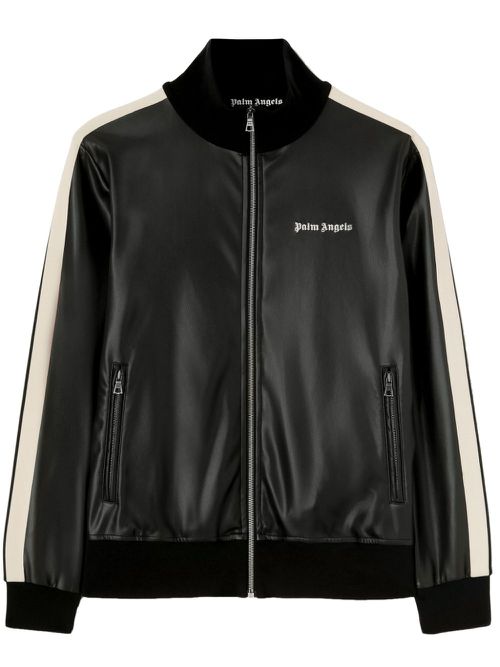 Logo-embroidered zip-up jacket - Black