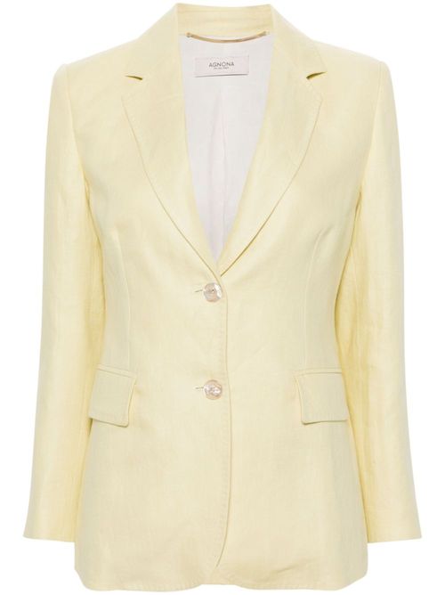 Single-breasted linen blazer - G01 YELLOW