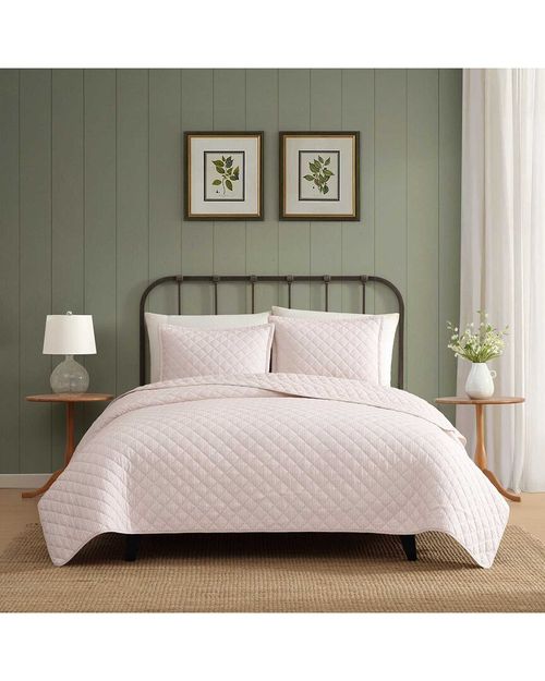 Tess Ticking Stripe 100% Printed Cotton Quilt Set