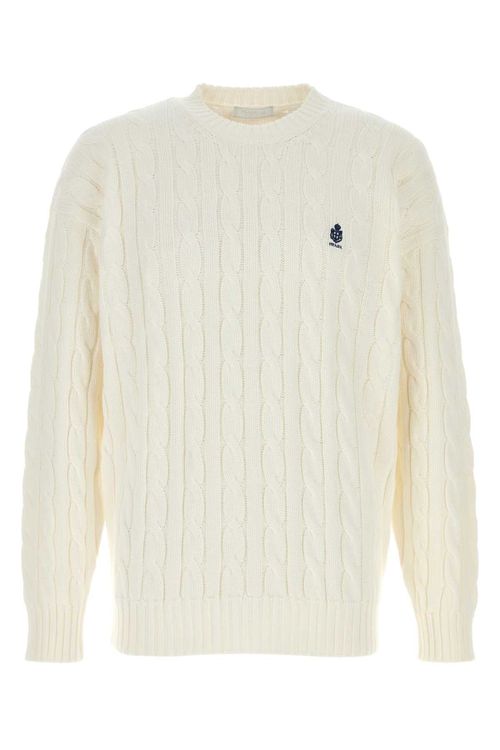 Cable-Knit Cotton Sweater — White