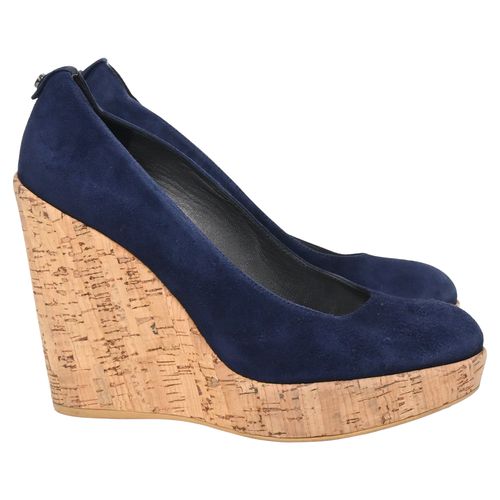 Corkswoon Wedge Pumps in Navy Blue Suede