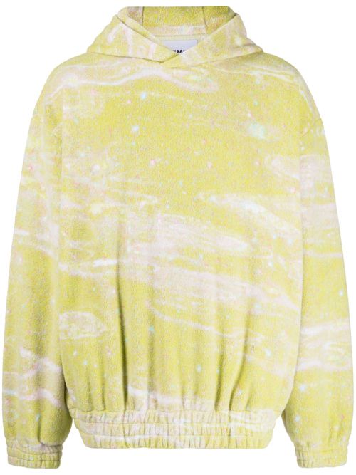 Abstract-pattern drop-shoulder hoodie - Multicolour