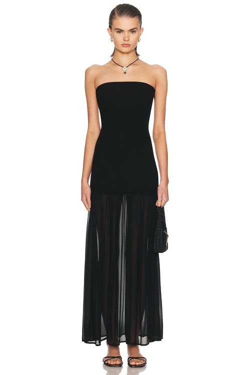 Enza Costa Airy Strapless Dress in Black - Black. L also in M