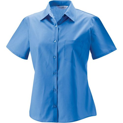Russell Athletic Collection Womens/Ladies Poplin Easy-Care Short-Sleeved Formal Shirt (Corporate Blue) - Size Small
