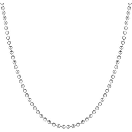 The Jewellery Stockroom Womens Sterling Silver Polished Bead Adjustable Necklace - One