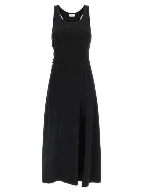 Corset-Back Cotton Jersey Dress — Black