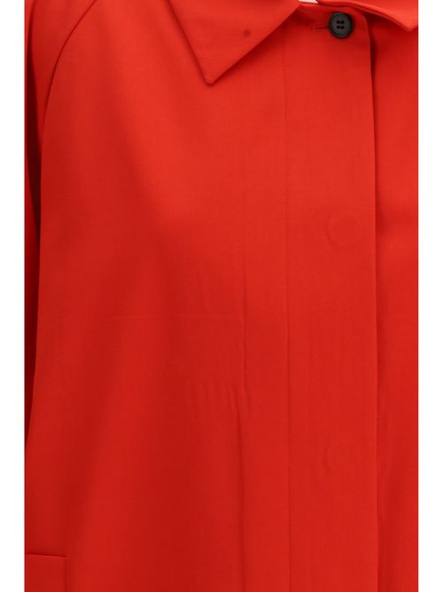 Cotton-Blend Gabardine Coat — Red