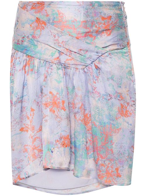 - Floral Print Silk Mini Skirt