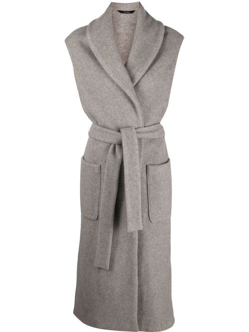 Sleeveless belted trench coat - Grey