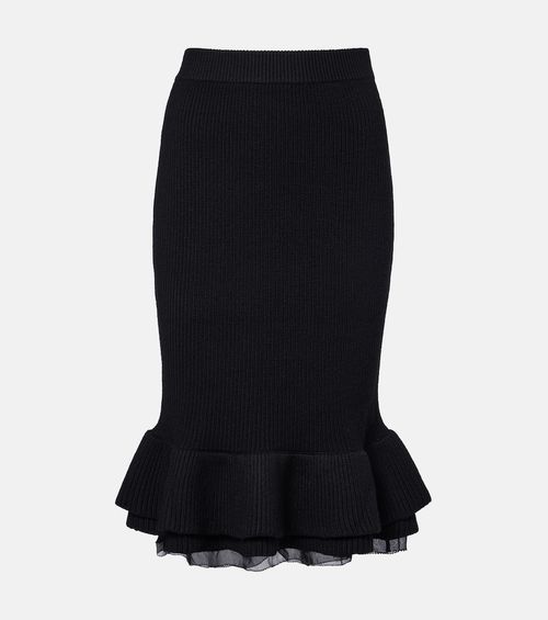 Peplum wool-blend midi skirt