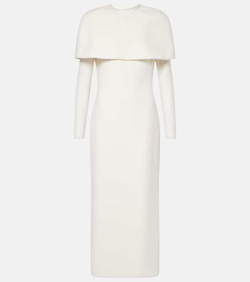 Bridal Gullu caped crêpe midi dress