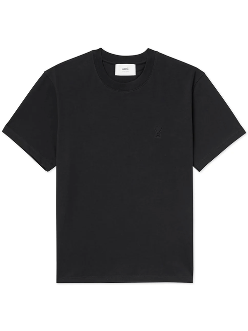 Ami Paris 'Ami De Coeur' ogo-Embossed T-Shirt in Black - Black
