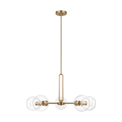 Satin Brass Five Light Chandelier from the Codyn Collection
