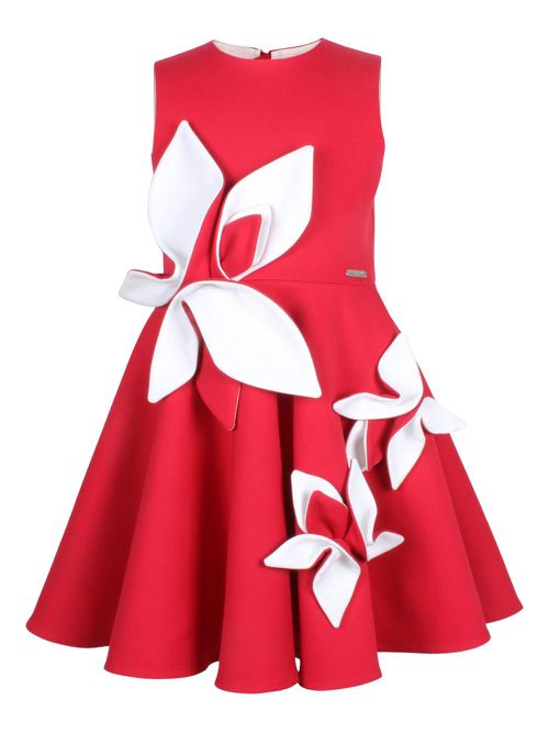 Floral-appliqué dress - Red