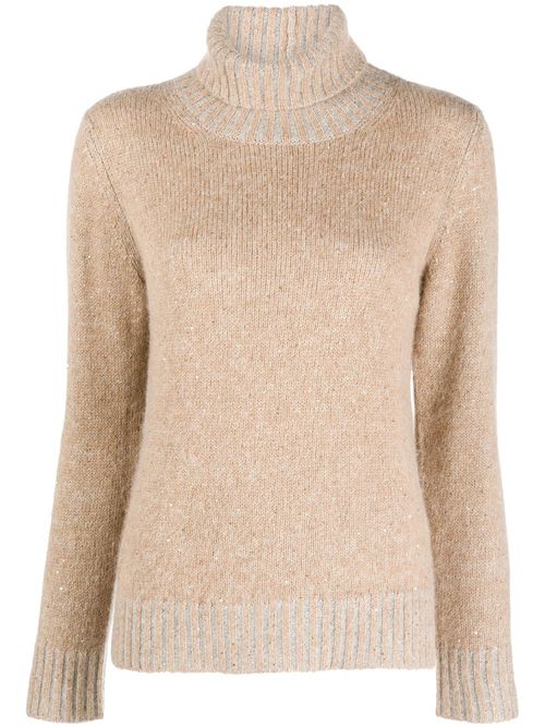 Roll-neck knitted top - Neutrals