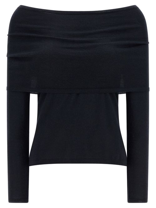 Cashmere Off-Shoulder Sweater — Blue