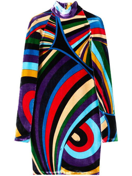 Iride-print velvet mini dress - Black