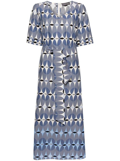 Geometric-print midi dress - Blue