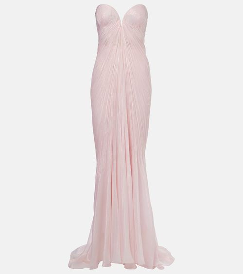 Meilien pleated silk-blend chiffon gown