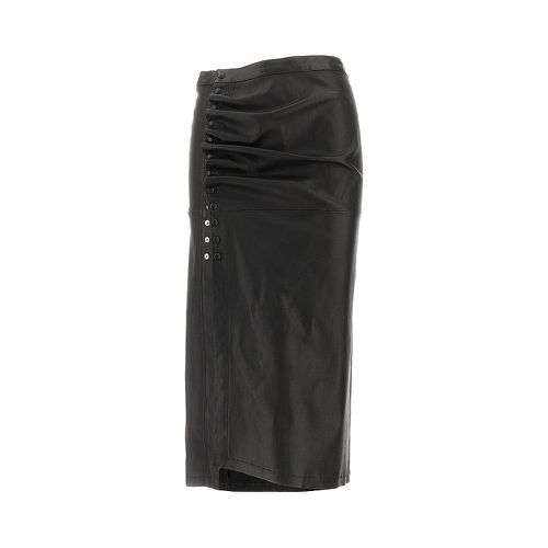 RABANNE Draped leather midi skirt Woman 40
