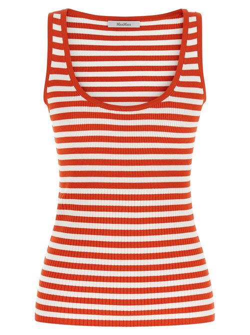 Striped Viscose Tank Top — Red