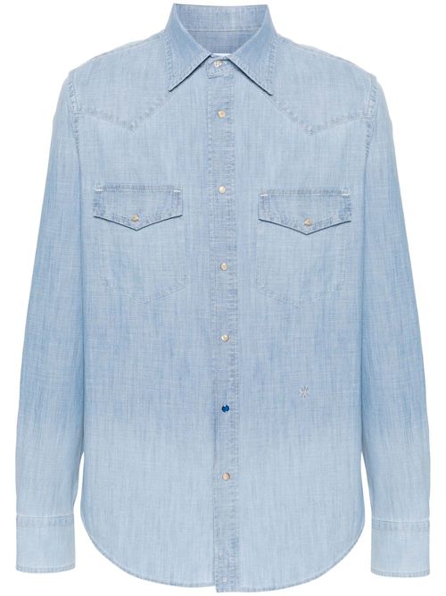 Logo-embroidered denim shirt - Blue