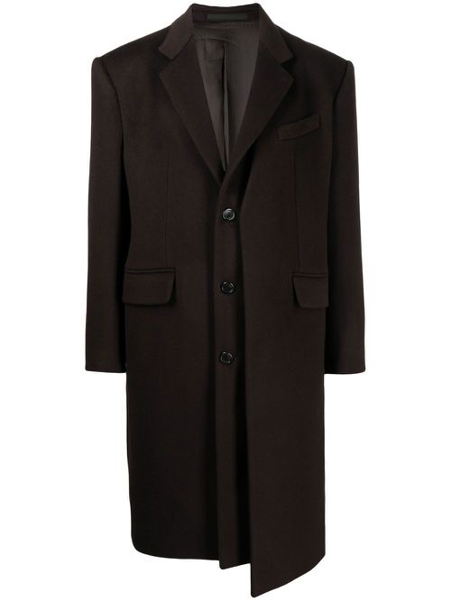 Layered single-breasted coat - Brown