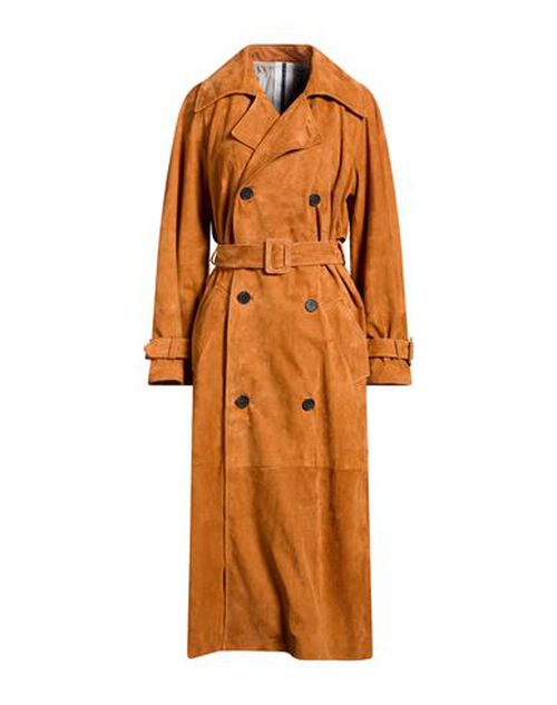 Woman Overcoat & Trench Coat Tan Size 6 Leather