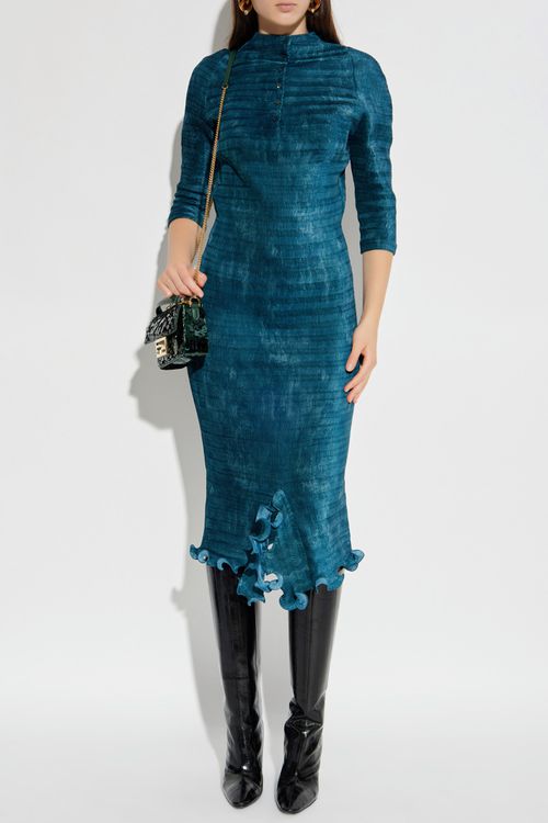 Pleated Dress, Women's, Blue